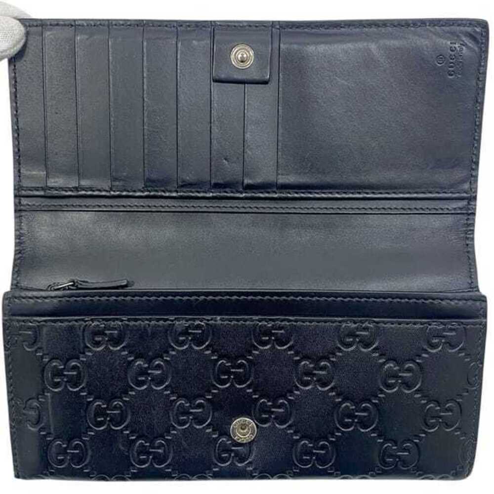 Gucci Bi fold Long Wallet Black Shima Leather GG Interlocking Folding Silver - Picture 5 of 9